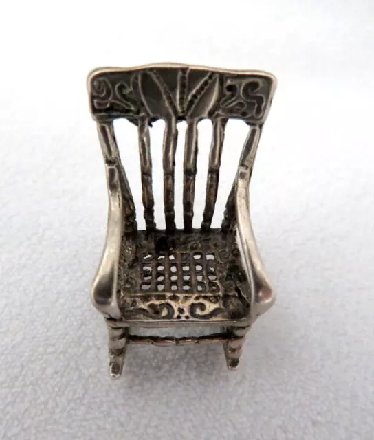 Miniature European 800 Solid Silver Rocking Chair Figurine