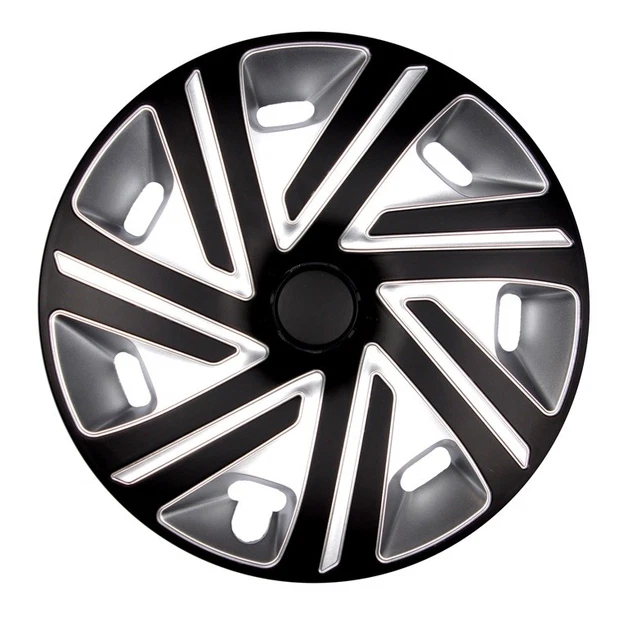 4x Premium Design Copricerchi Coprimozzi " Cyrkon " 16 Pollici #77 Nero Argento