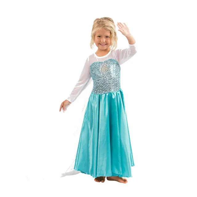 Costume Fantasia Principessa Congelato Compleanno Ragazze Festa Cosplay Elsa Anna Abito Regalo 3