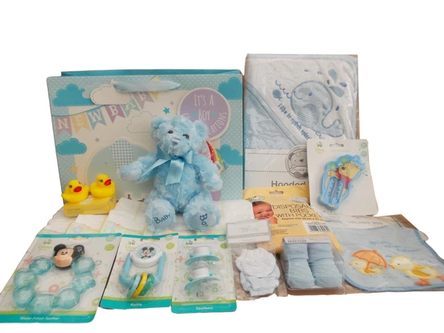 Borsa doccia regalo per bambini bambina ospedale nuova con etichette asciugamano con cappuccio e orsacchiotto