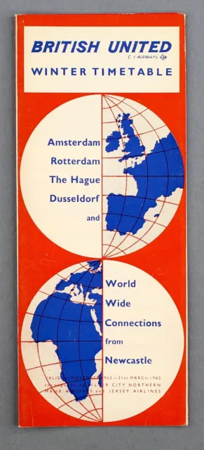 Bua British United Channel Island Airways Newcastle Timetable Winter 1962/3