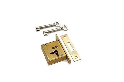 Full Mortise Furniture Lock Trunk Chest Box Lock Solid Brass Cabinet Lock 2 Keys