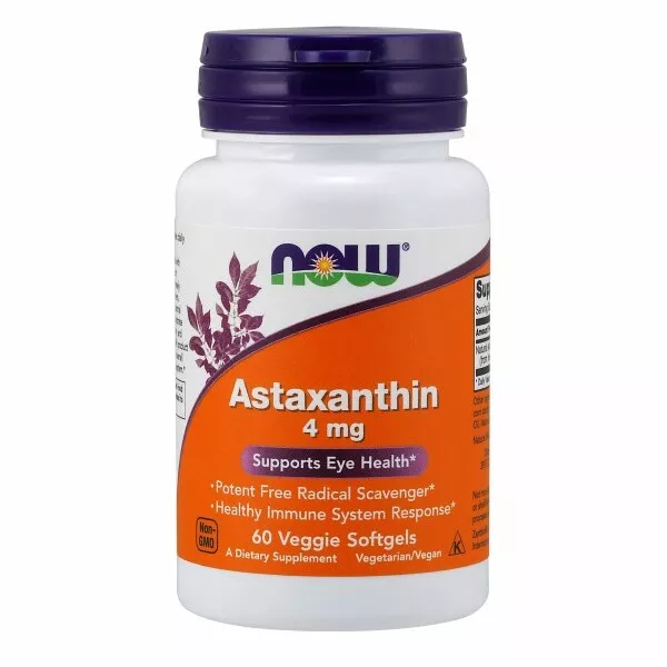 Astaxantina 4MG 60 Vegetariana Cápsulas Blandas Por Now Foods