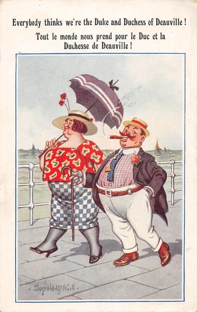 CPA ILLUSTRATEUR SIGNE DONALD Mc GILL DUC ET DUCHESSE DE DEAUVILLE