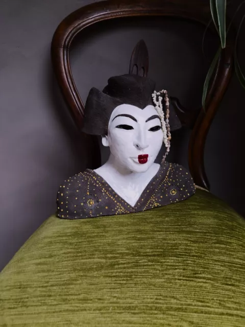 sculpture femme - Buste en céramique - Terre Grès - "Geisha" - Japon - Kimono