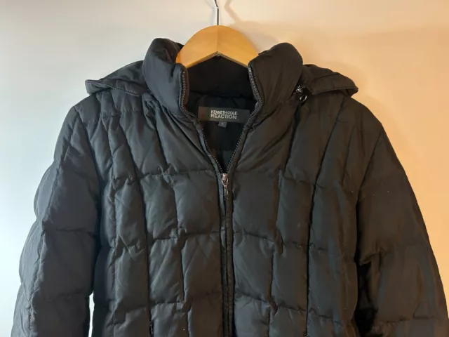 Kenneth Cole Reaction Long Black Puffer Coat, Size L