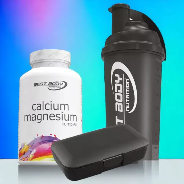Best Body Calcium Magnesium 100 Kapseln + Pillenbox + Shaker Schwarz 179,19€/kg