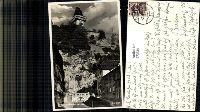 673534,Foto Ak Graz Schlossbergstiege Uhrturm pub Fritz Gratl 16