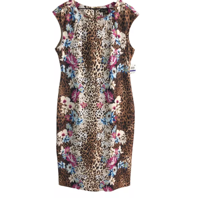 Thalia Sodi Women's Multicolor Floral Animal Print Dress Size XL Sheath