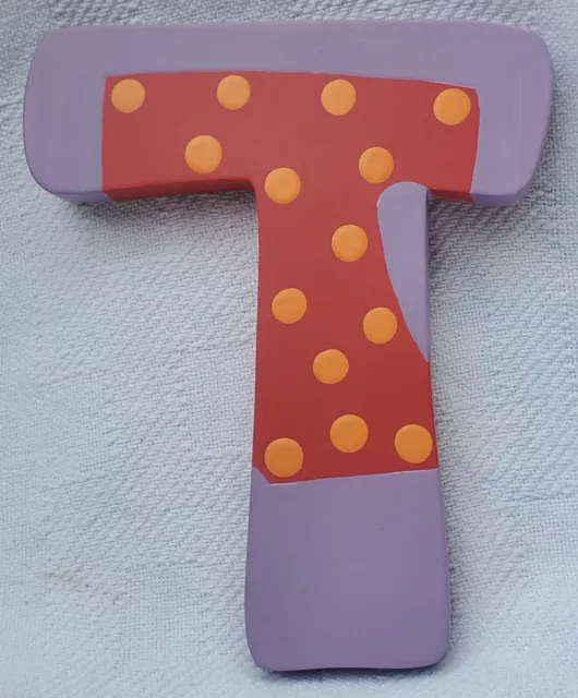 Vtg Tatutina Wooden Letter “T” Decorative Alphabet Decor Kids FUN Wall Hanging