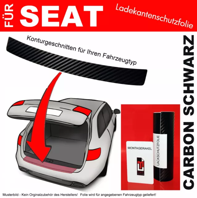 Lackschutzfolie-Ladekantenschutz für Seat Exeo ST Kombi 3R ab´09 Carbon Schwarz