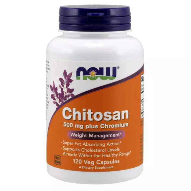 NOW FOODS, CHITOSAN mit Chrom, Fettverbrennung, 500mg 120 V. Kapseln SUPER PREIS