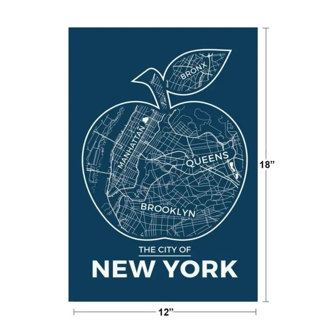 New York City Big Apple Retro Map Travel Cool Wall Decor Art Print Poster 12x18 2