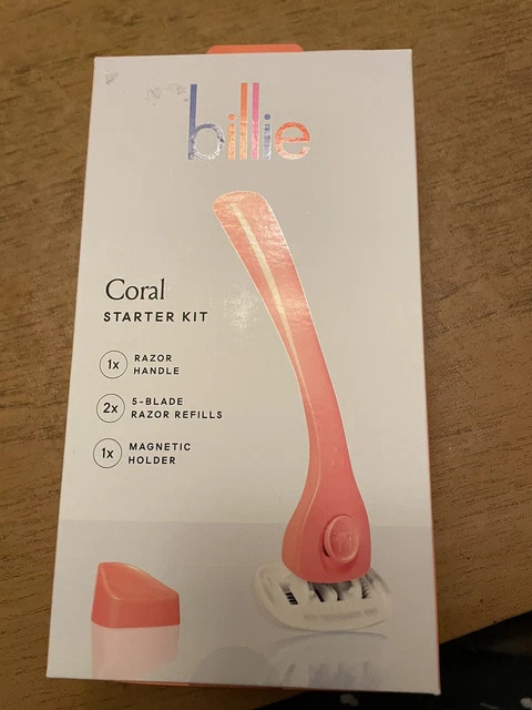 Kit de afeitadora para mujer Billie - 1 mango + 2 rellenos de hojas + soporte magnético - coral