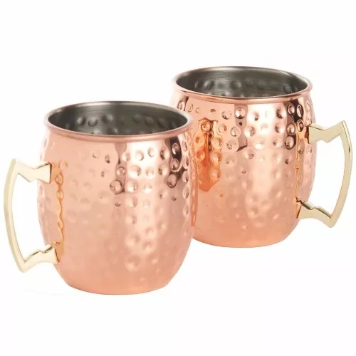 Set of 2 Copper Moscow Mule Mug Cocktail Barrel Tankard Kitchen Barware Beer Cup