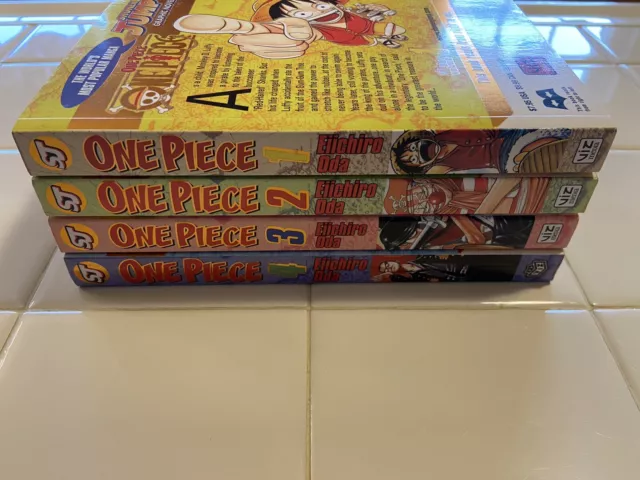One Piece Manga Lot Gold Foil Volume 1-4 OOP