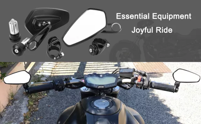 Universal 7/8" Handle Bar End Rearview Side Mirrors For Motorcycle Honda Yamaha