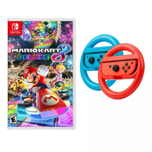 Mario Kart 8 Deluxe for Nintendo Switch Consoles with Joy-Con Steering Wheel Set