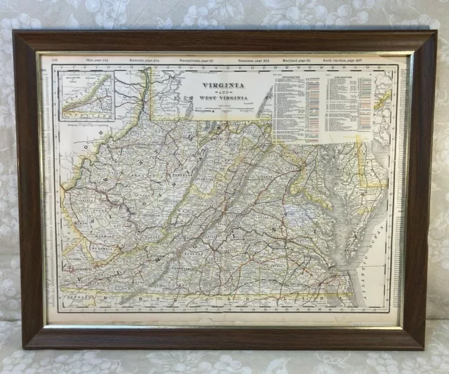 Antique 1875 Railroad Map Of Virginia And West Virginia In United States