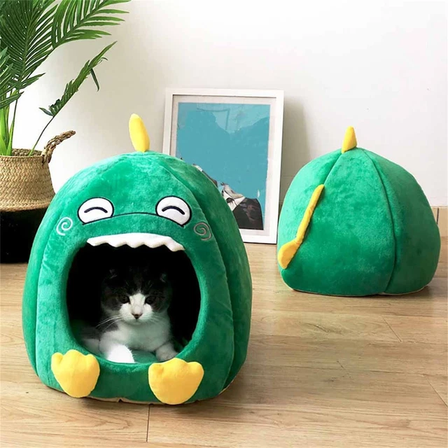 Dinosaur Shape Pet Dog Cat House Kennel Winter Warm Bed Soft Sleeping Mat: US :