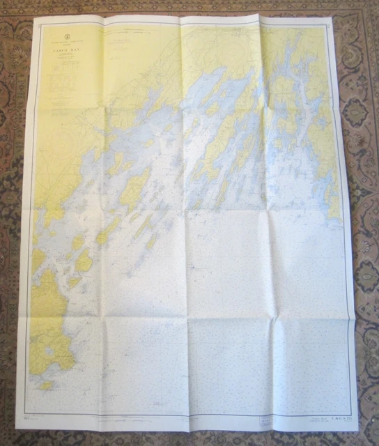 1957 NAUTICAL CHART CASCO BAY, Maine PORTLAND, Freeport
