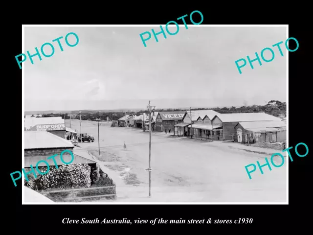 OLD LARGE HISTORIC PHOTO OF CLEVE SOUTH AUSTRALIA THE MAIN St & STORES c1930