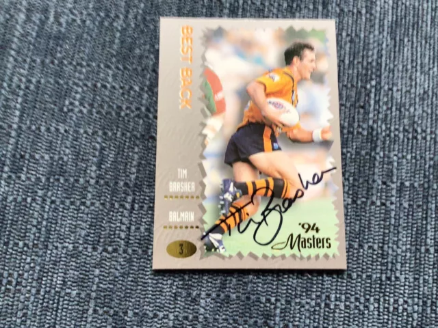 Tim Brasher 1994 Signed Balmain Tigers Nrl Trading Card NSW Australian Kangaroos