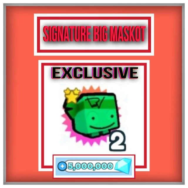 EXCLUSIVE SIGNATURE BIG Maskot +5M Gems Pet Simulator X EUR 22,40
