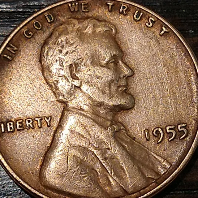 1955 Lincoln No Mint Mark WHEAT PENNY One Cent Coin