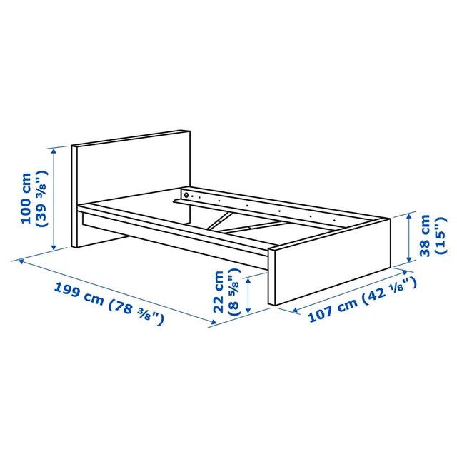 MALM BED FRAME, high, black brown, Standard Single (No Slates) (RRP £75