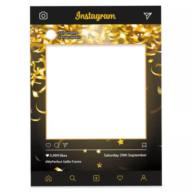 Personalisierter Selfie-Rahmen Custom Social Media Foto Board Instagram Schwarz Gold