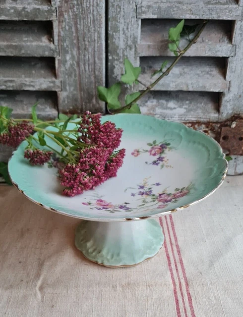 ANCIEN ET RARE COMPOTIER MUSICAL Plat en PORCELAINE à Décor Floral et