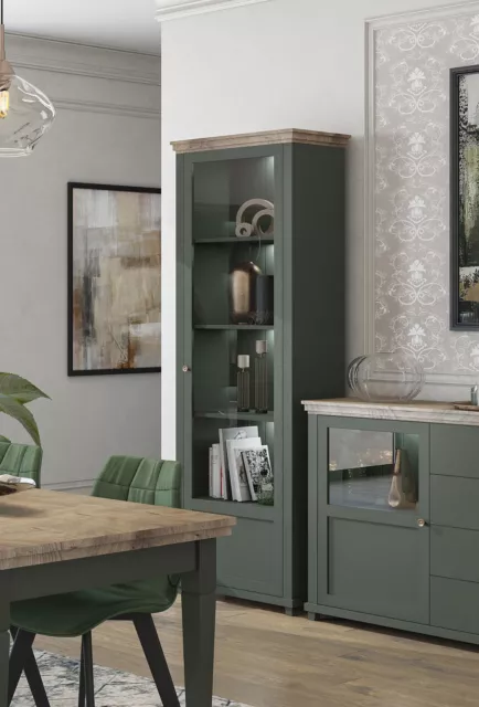 Vetrina in vetro ""Evora"" vetrina verticale 71 cm verde rovere lefka stile country