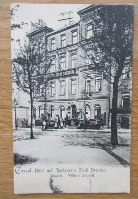 Alte Ansichtskarte Cassel / Kassel Hotel und Restaurant Stadt Dresden 1906