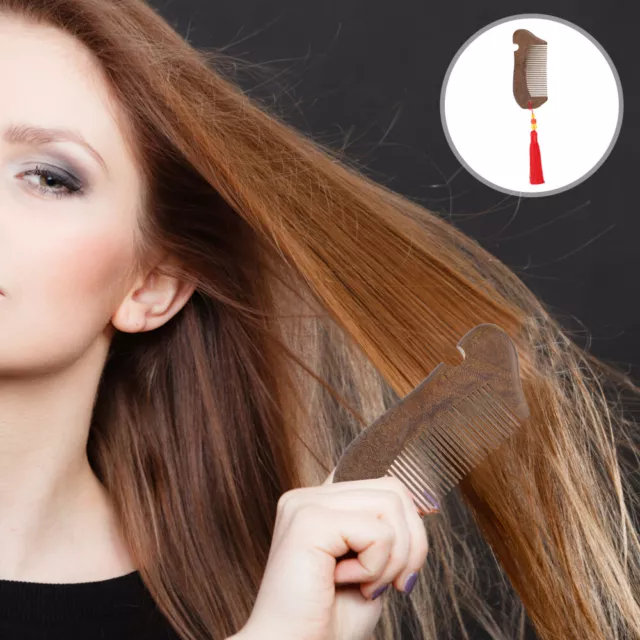 Salon Barber Hair Combs Styling for Men Wooden Carved Tassel