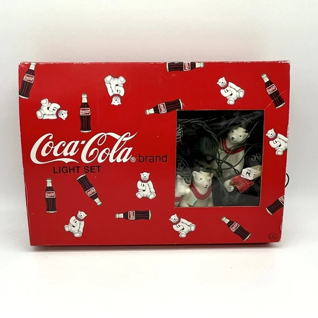 Vtg 1993 Coca-Cola Brand String Light Set Coke Bottles & Polar Bears Complete