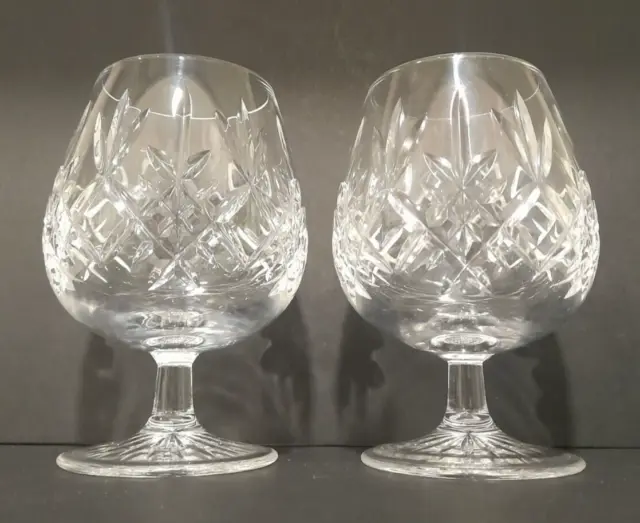 Set of 2 vintage Edinburgh Crystal "Lomond" Brandy Snifter Balloon Glasses Pair