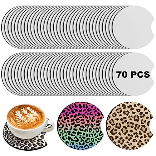 MAPVOLUT 70 PCS Sublimation Blanks Coasters 4 Inchs Bigger Fast Coloring Grea...