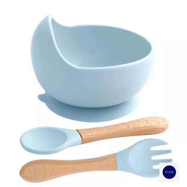 Baby Silicone Suction Bowl With Spoon and Fork Feeding Set for Baby and Toddler