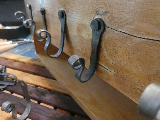 blacksmith hand forged iron wall hook large strong durable upcycled metal 3