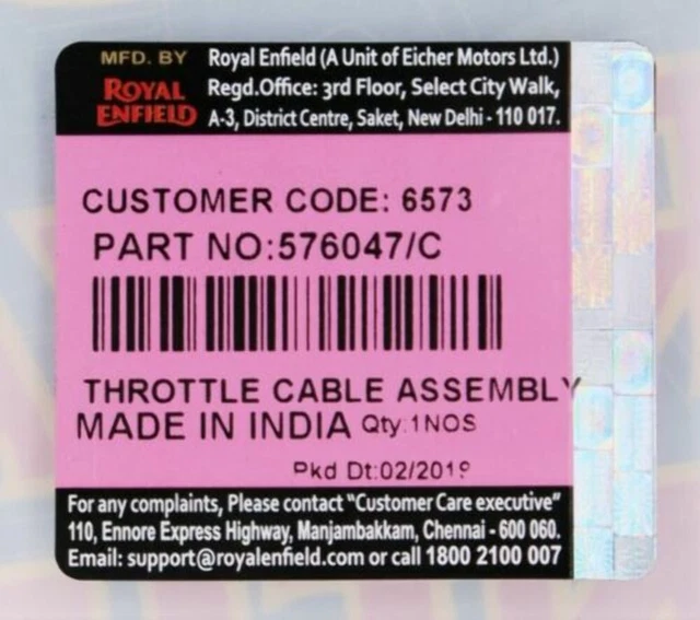 THROTTLE CABLE ASSEMBLY Fit Royal Enfield Interceptor 650cc Twin 576047