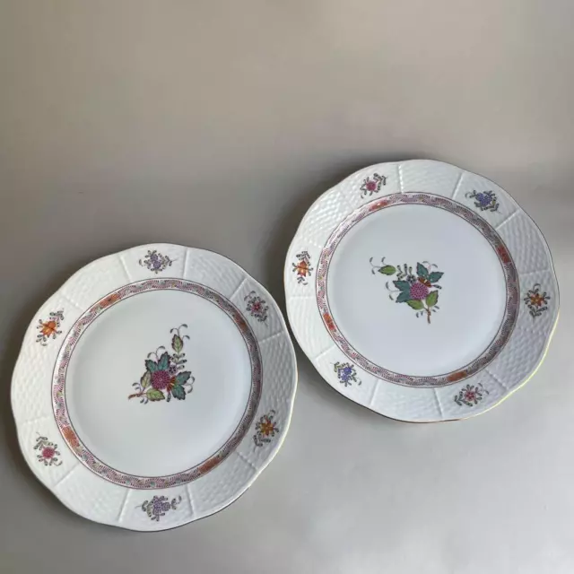 HEREND #1 Apony Flower Plate 25.5cm Set of 2