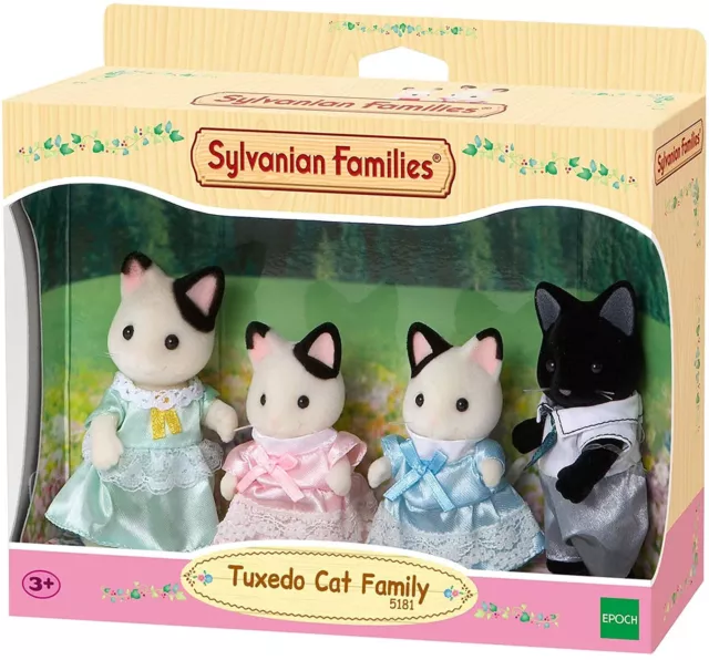 Sylvanian Families - Tuxedo Cat Family Figure 5181 Branded Toy For Kids