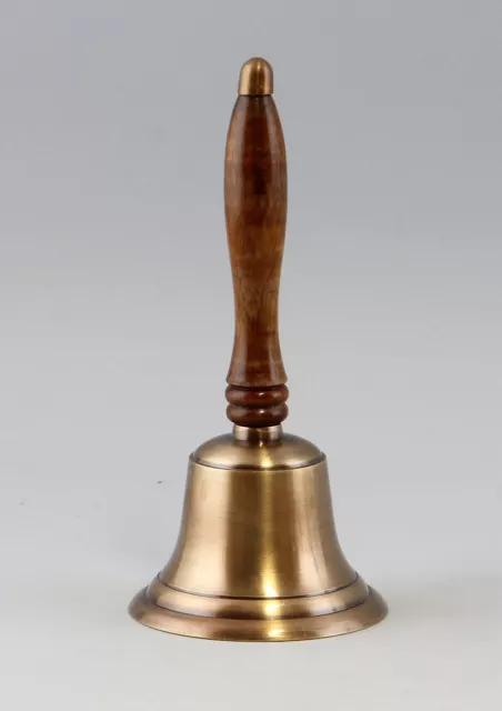 9977020 Campana de Mano Campana Escolar Latón Bronneado Mango de Madera