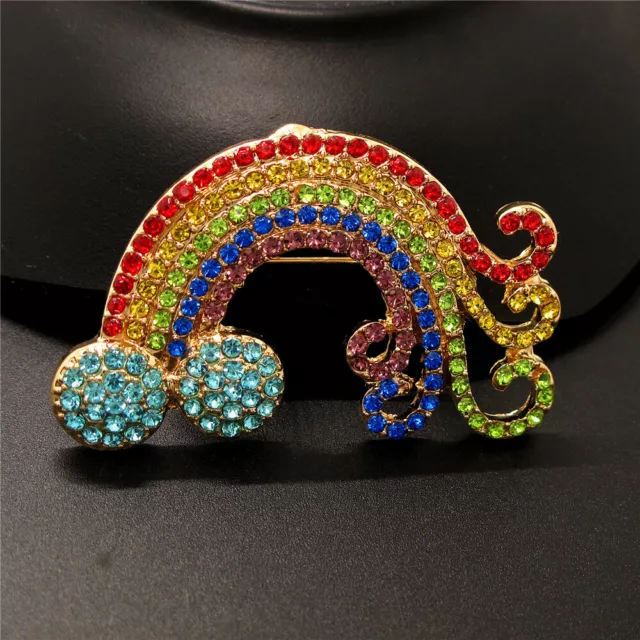 Blue Bling Crystal Dream Rainbow Rhinestone Betsey Johnson Charm Brooch Pin