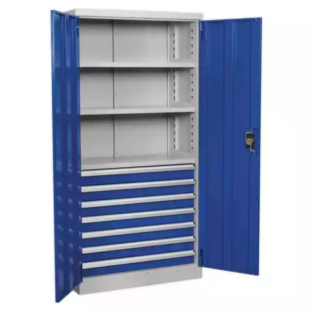 Sealey Industrial Cabinet 7 Drawer 3 Shelf 1800mm Garage Workshop DIY