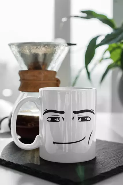 Roblox Man Face Mug. New Faces Happy Face, Girls Face, Roblox Fam 12 or 15  Ounces. Dishwasher Safe. Microwave Safe. 