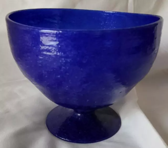 Vintage Cobalt Blue Glass Pedestal Candy Bowl Decorative Bowl Footed