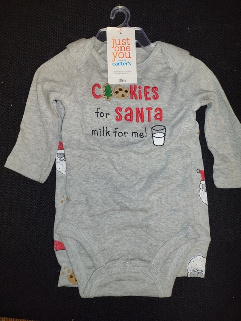 Just One You Carters Christmas Outfit Shirt Pant Boy size 3 months Bib Santa NEW