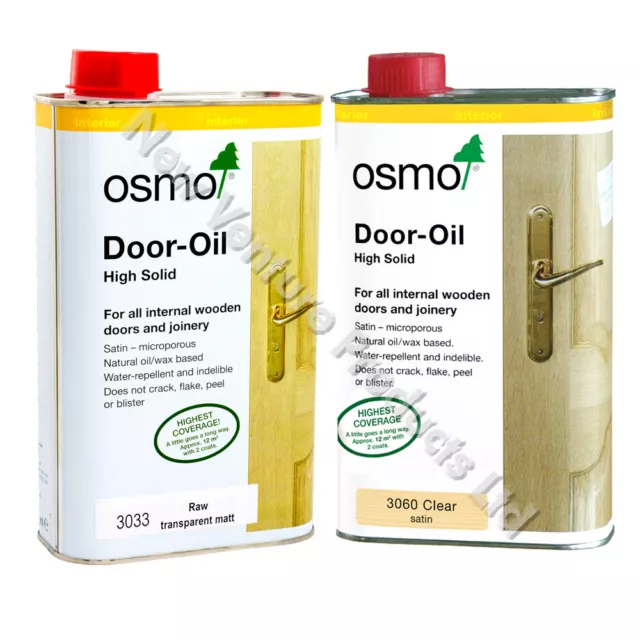 Osmo Door Oil 3060 Clear Satin & 3033 Raw Matt - For Internal Doors & Joinery